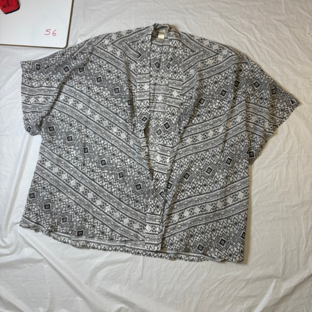 LOFT Women's XS/S Kimono Cardigan Geometric Print Lightweight Open Front